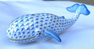 Herend Whale Blue Fishnet Figurine -