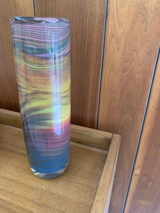 Hand Blown Cased Art Glass Vase Signed Steven Main 1986