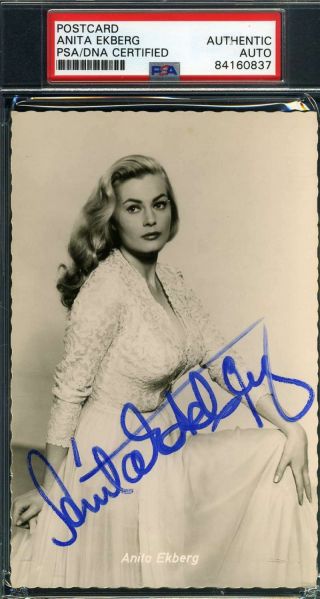 Anita Ekberg Jsa Hand Signed Vintage Postcard Authentic Autograph