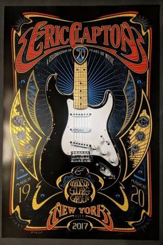Eric Clapton Nyc Msg 2017 Official Poster By Adam Pobiak Signed And Numbered Ae