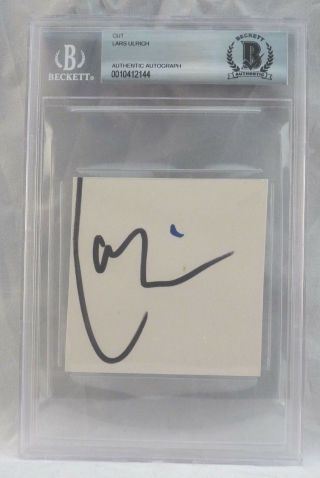 Lars Ulrich Metallica Signed Autographed 3x5 Index Card Bas Certified Slabbed
