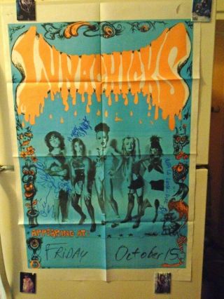 Lunachicks - Poster,  Venue,  Large,  Signed X 5,  W/ticket,  Handbill,  Punk,  Hardcore,  Rock Lp