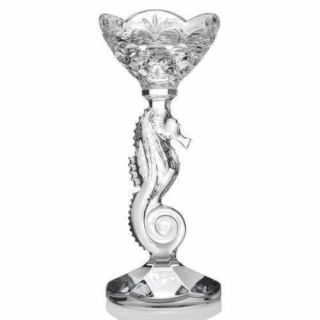 Waterford Seahorse Pillar Candlestick,  Candle Holder,  Crystal,  11 1/4 "