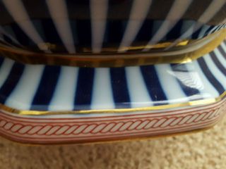 LIMOGES France fine pottery umbrella stand,  blue and white with gold trim,  WOW 8