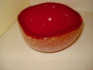 Vintage Murano Art Glass Bowl By Venini Made In Italy