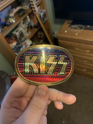 Kiss Red And Blue Pacifica Belt Buckle 1977 Aucoin Rare Vintage