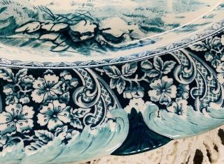 Antique Copeland Late Spode,  Spode ' s Turquoise And White 21” Platter Ci 1890 3