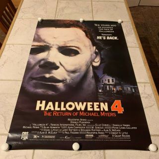 Holloween 4 The Return Of Michael Myers 26x38 Movie Poster Horror Flick Hes Back