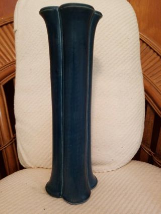 17 " 1925 Rookwood Arts & Crafts Blue Glazed Vase Lobed Form Matte