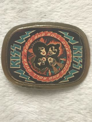 Vintage 1976 Kiss Rock And Roll Over Pacifica Belt Buckle Rare Htf