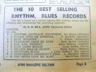 4 1950 African - American Newspaper Sunday Magazines Top Ten Rythym And Blues List