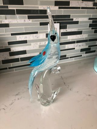 Formia Murano Glass Bird Figurines Cockatiel Made In Italy