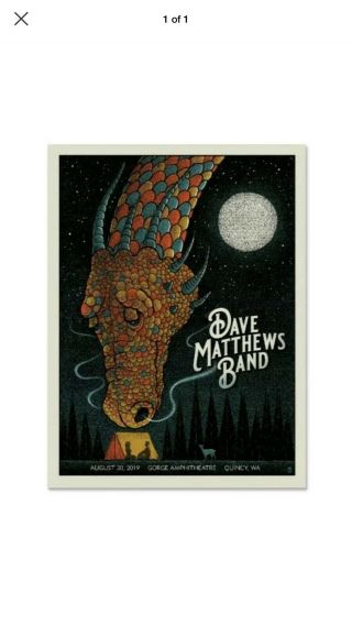 Dmb 8/30/19 Concert Poster Dragon And Tent Rare Friday Gorge Amphitheatre
