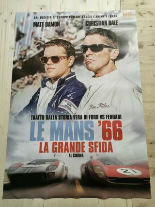 Le Mans 66 Movie Poster 27x40 " Italian Matt Damon Bale Ford Vs Ferrari