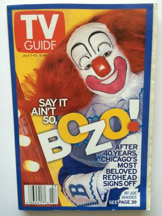2001 Tv Guide Mag - Bozo The Clown Says Goodbye And Goes Off The Air - Near