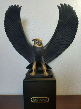 Franklin Black Porcelain Egyptian Falcon Of The Nile Statue With Base Rare