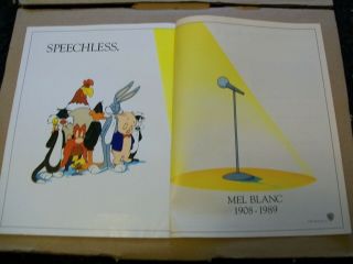 Mel Blanc 1989 In - Remembrance Ad - Speechless/2 Page Ad/porky Pig Bugs Bunny