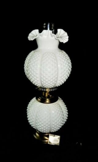 Fenton Milk Glass Hobnail Gone With The Wind Double Ball Lamp Gwtw