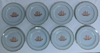 Spode Trade Winds Ship Grand Turk W128 Vintage Set Of 8 Dinner Plates (10 1/4 ")