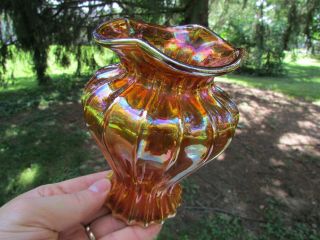 Imperial Colonial Lady Antique Carnival Art Glass Vase Marigold A Beauty