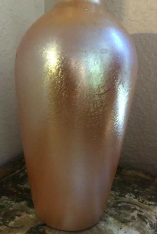 Vintage Iridescent Gold Durand Art Glass Vase 10.  25” Tall W/ Label 3