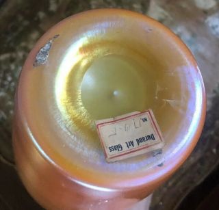 Vintage Iridescent Gold Durand Art Glass Vase 10.  25” Tall W/ Label 6