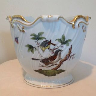Vintage Herend Hungary " Rothschild Bird " 7227 Hand Painted Vase Cache Pot 6 " T