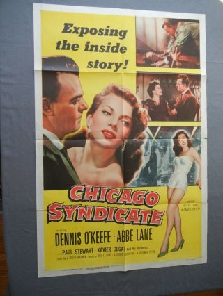 Chicago Syndicate - 1955 Movie Poster Crime Thriller Film Noir 27 x 41 3
