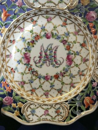 Dresden Marie Antoinette Reticulated Plate 8 " Carl Thieme Hand Painted Floral