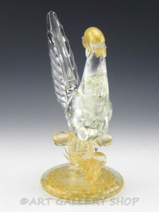 Vintage Murano Italy Art Glass GOLD FLECK LARGE TROPICAL PARADISE BIRD PHEASANT 4