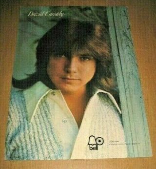 David Cassidy 1972 Bell Records Cardboard Easel Back Store Display Rare