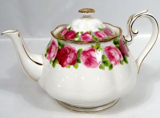 Vintage Teapot Royal Albert Old English Rose Bone China Gold Trim 6 " Tea Pot