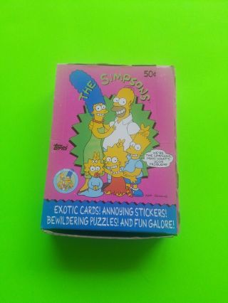 The Simpsons Trading Cards Wax Box 36 Packs Topps Opened Box 1990