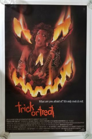 Vintage 1986 Trick Or Treat One Sheet Horror Movie Poster Gene Simmons Halloween