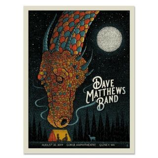 Dave Matthews Band Poster Gorge Night 1 8/30/2019 Methane Dragon Dmb N1 Quincy