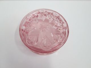 HTF Moon and Stars Pattern Glass PINK LE SMITH Round Lidded Powder Box Rare 3