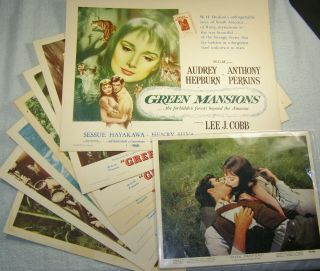 Orig.  Set (8) 1959 Lobby Cards Green Mansions Audrey Hepburn Anthony Perkins