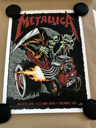 Metallica F4d Cincinnati Ohio Us Bank Arena Poster Print Brandon Heart Red 61/70