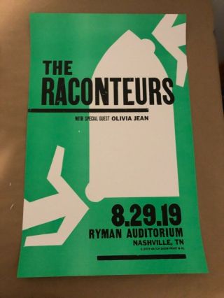 2019 Raconteurs Ryman Hatch Show Print Nashville Poster Jack White