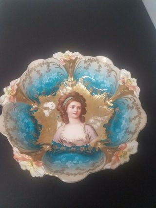 Antique Rs Prussia Porcelain Portrait Plate 12 "