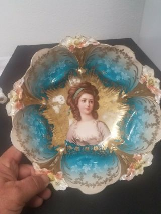 Antique RS Prussia Porcelain Portrait Plate 12 