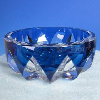 St Louis France Crystal - Cut Heavy Oversize Bowl Blue And Clear