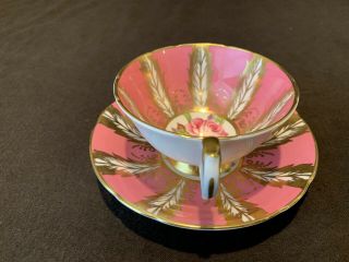 Paragon F176D Pink Cabbage Rose Tea Cup and Saucer Set Heavy Gold Rim 5