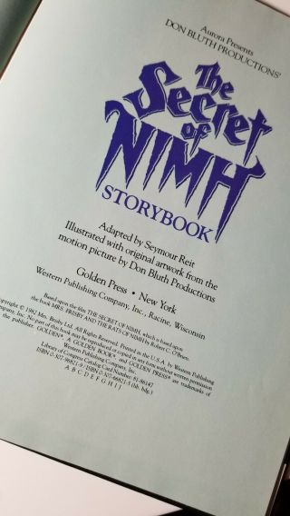Vintage 1982 THE SECRET OF NIMH Movie Storybook Hardcover DON BLUTH 6