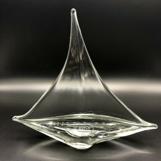 Roberto Moretti Murano Signed Pilgrim Glass Company Clear Mcm Sailboat Sculpture