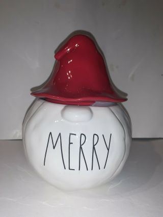 Rae Dunn Merry Santa Gnome Cookie Jar