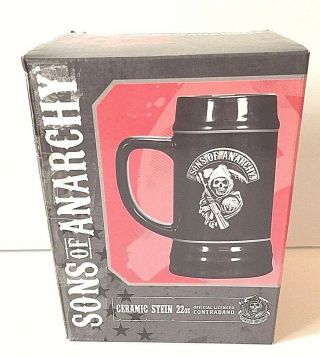 NIB Sons of Anarchy 22oz Ceramic Stein SOA Officially Licensed Contraband Logo 2