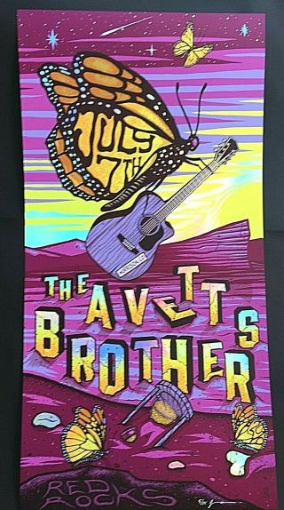 Avett Brothers Red Rocks Co Night 3 2019 Rainbow Foil Poster Signed Ae /15 S/n