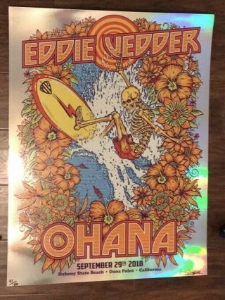 Eddie Vedder Ohana Festival 2018 Foil Variant Official Concert Poster Pearl Jam