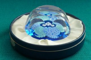 Lovely Vintage Boxed 1971 Whitefriars Faceted Glass Millefiori Paperweight.